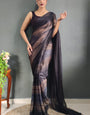 Dainty One Minute Ready To Wear Black Nylon Silk Saree