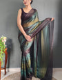 Chic One Minute Ready To Wear Dark Green Nylon Silk Saree