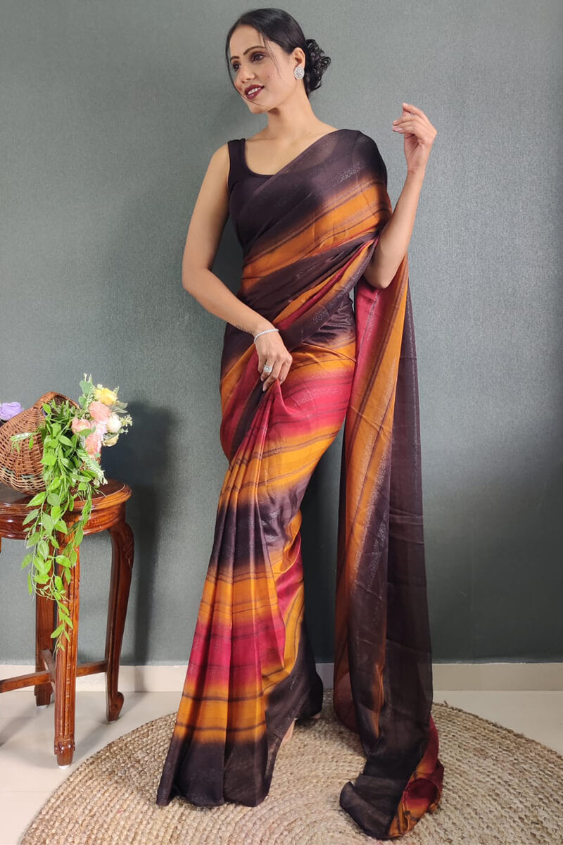 Blooming One Minute Ready To Wear Multicolor Nylon Silk Saree