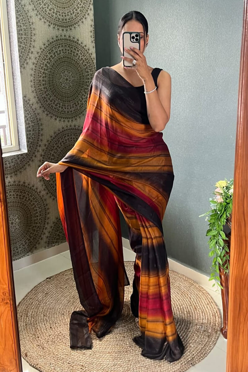 Blooming One Minute Ready To Wear Multicolor Nylon Silk Saree