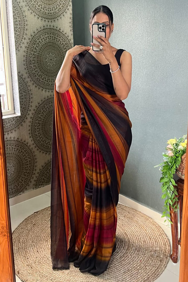 Blooming One Minute Ready To Wear Multicolor Nylon Silk Saree