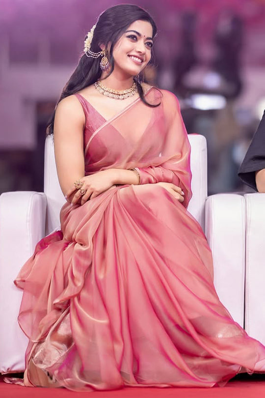 Priceless Cotton Candy Fancy Silk Saree With Stitched Blouse Piece