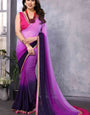 Beautiful One Minute Ready To Wear Violet and Cobalt Blue Georgette Saree