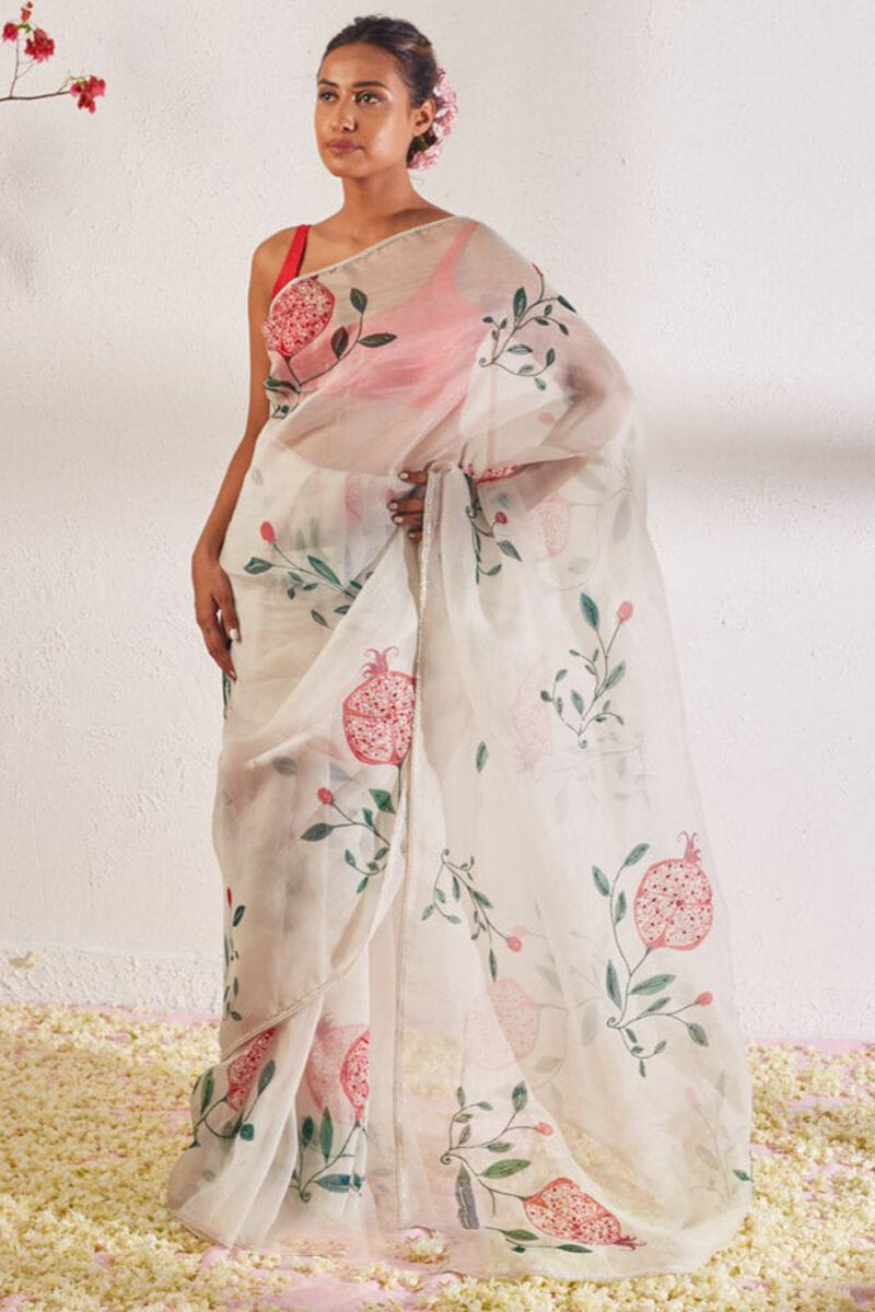 Mesmerizing One Minute Ready To Wear Buttercream Organza Silk Saree