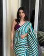 Sundari Rama Modal Silk Premium Striped Ajrakh Natural Print Saree