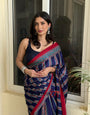 Sagun Blue Modal Silk Ajrakh Natural Print Saree