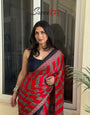 Sagun Radis Maroon  Modal Silk Ajrakh Natural Print Saree