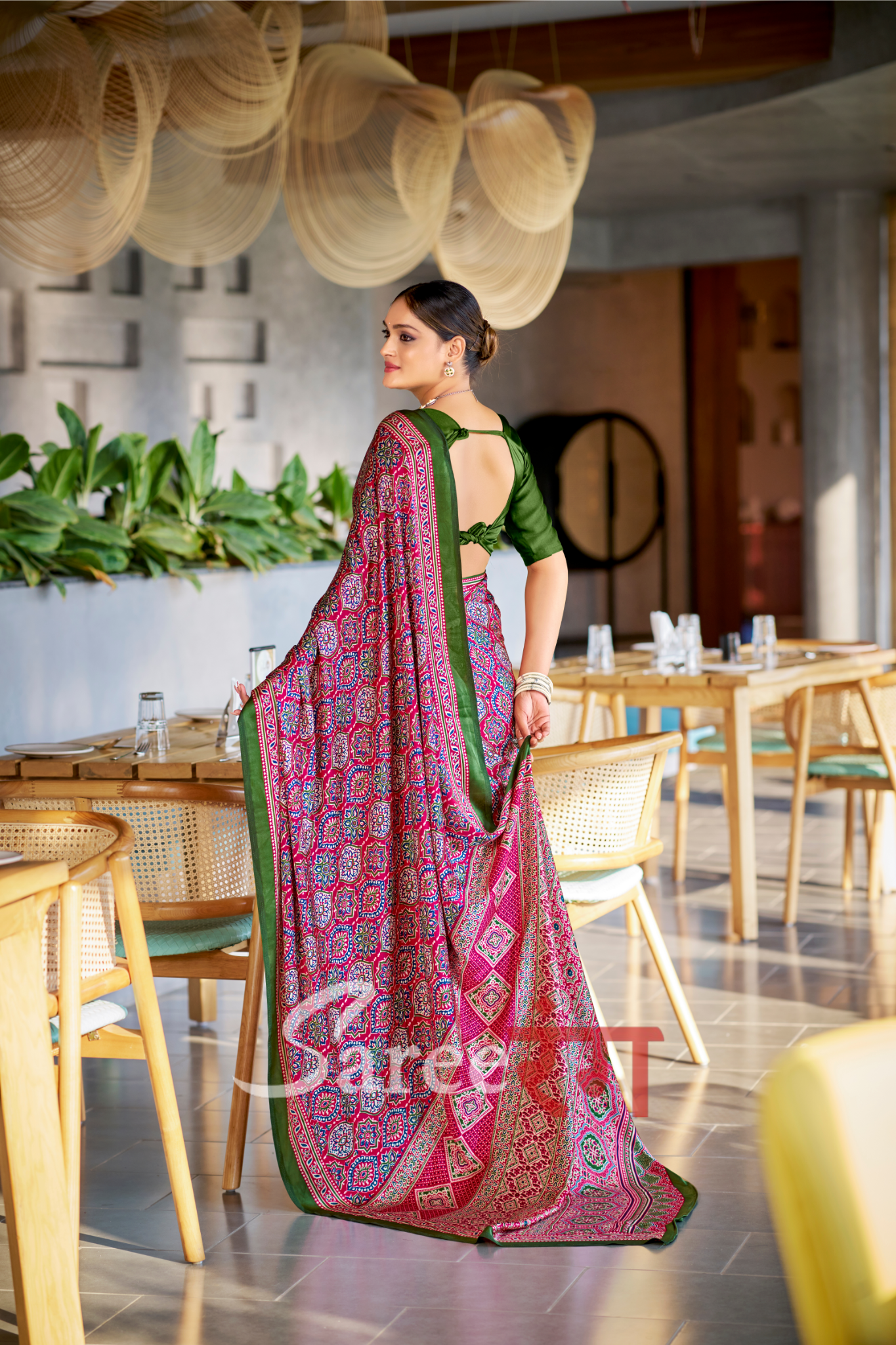 Varnika Rani Modal Silk Ajrakh Natural Print saree