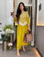 Yellow Pure Lilan Cotton Printed Work Kurta Set