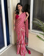 Sundari Red Modal Silk Premium Striped Ajrakh Natural Print Saree