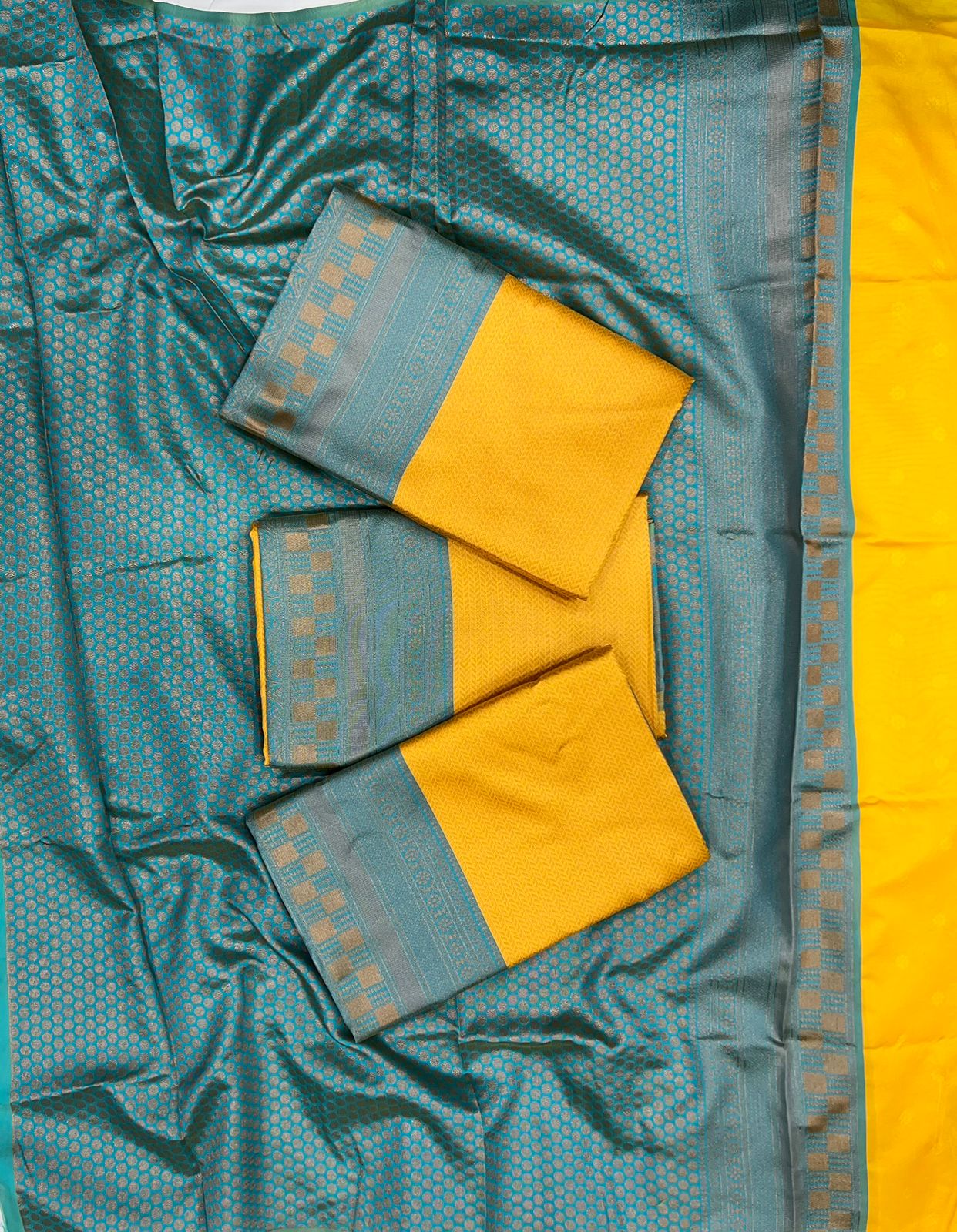 Assemblage YEllow Soft Silk Weaving Saree