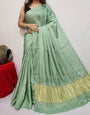 Summer Green Plain Pure Modal Gajji Silk Saree With Zari Pallu Natural dyeing Saree