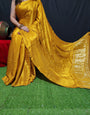 Mustard Plain Pure Modal Gajji Silk Saree With Zari Pallu Natural dyeing Saree