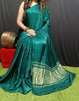 Green Plain Pure Modal Gajji Silk Saree With Zari Pallu Natural dyeing Saree