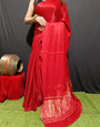 Red Pure Modal Gajji Silk Saree With Zari Pallu Natural dyeing Saree