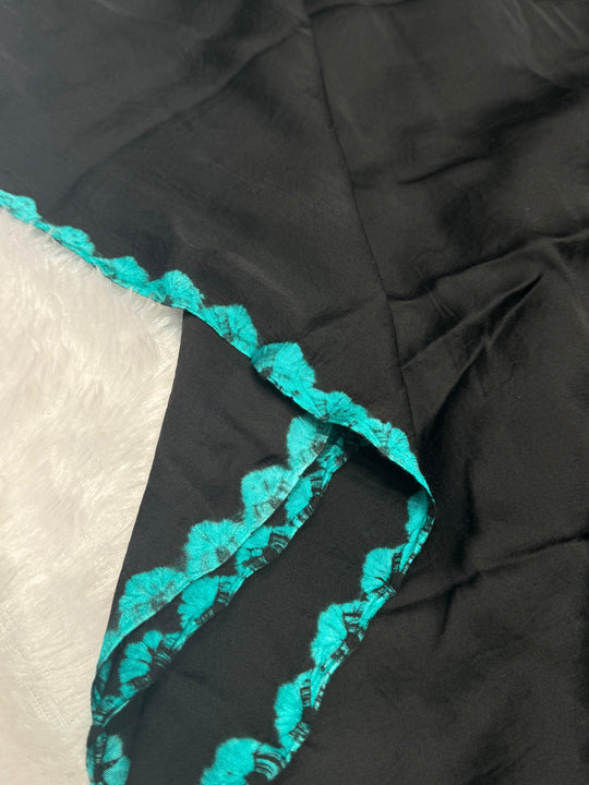 Charcoal Shibori Bandhni Border Pure Modal Silk Plain With Lagdi Pallu Saree