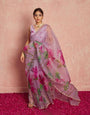 Elaborate One Minute Ready To Wear Lavender Organza Silk Saree