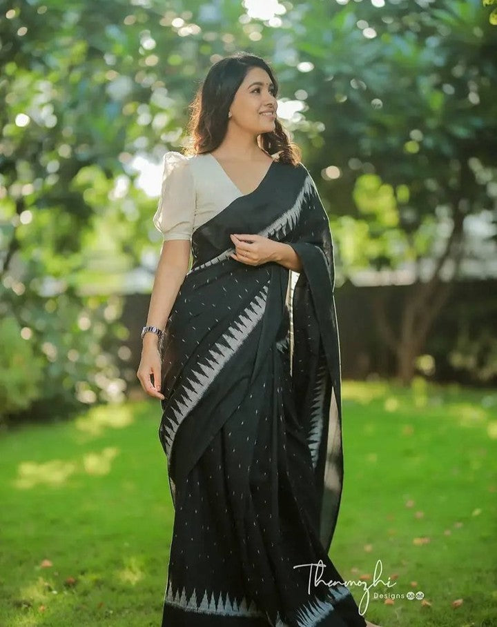 Faultless One Minute Ready To Wear Charcoal Pure Soft Silk Saree
