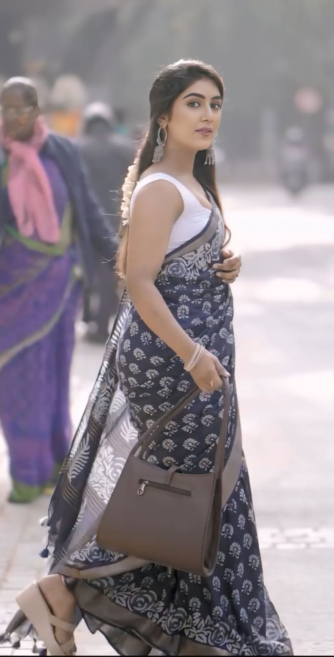 Floral One Minute Ready To Wear Dark Blue Cotton Silk Saree