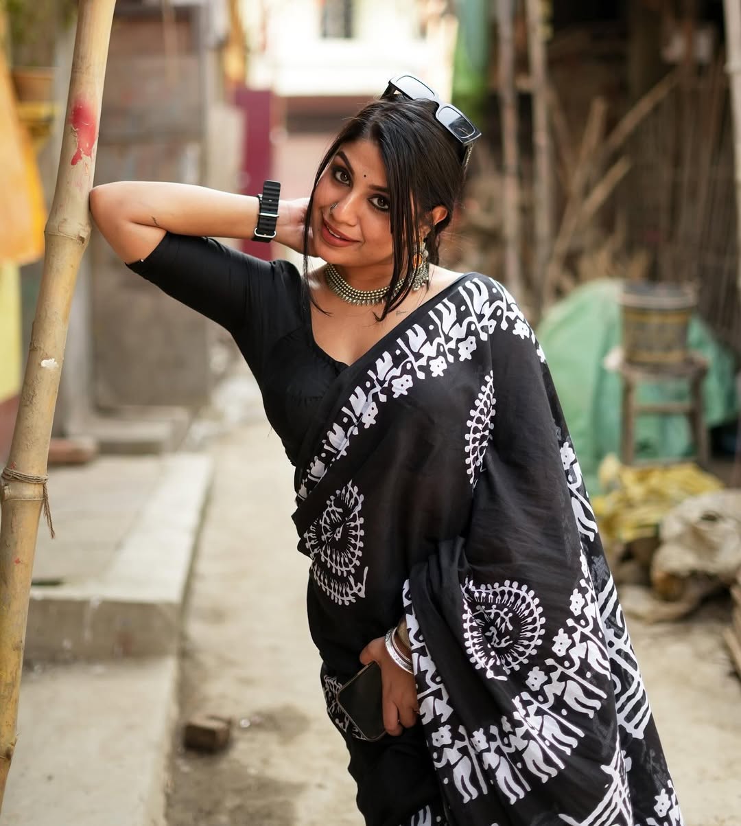 Blooming One Minute Ready To Wear Black Pure Soft Linen Silk Saree