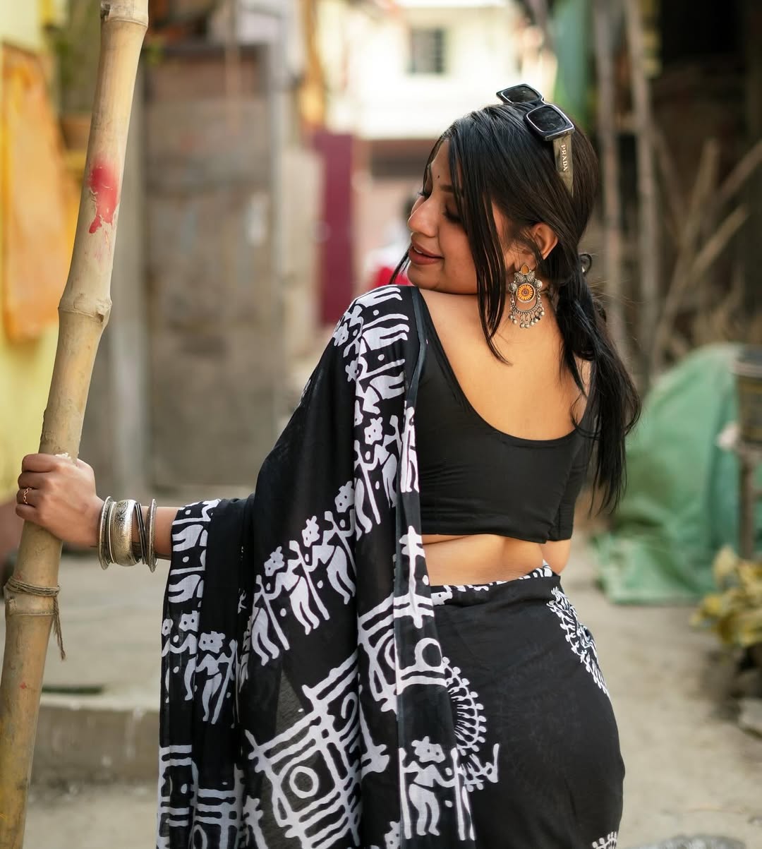 Blooming One Minute Ready To Wear Black Pure Soft Linen Silk Saree