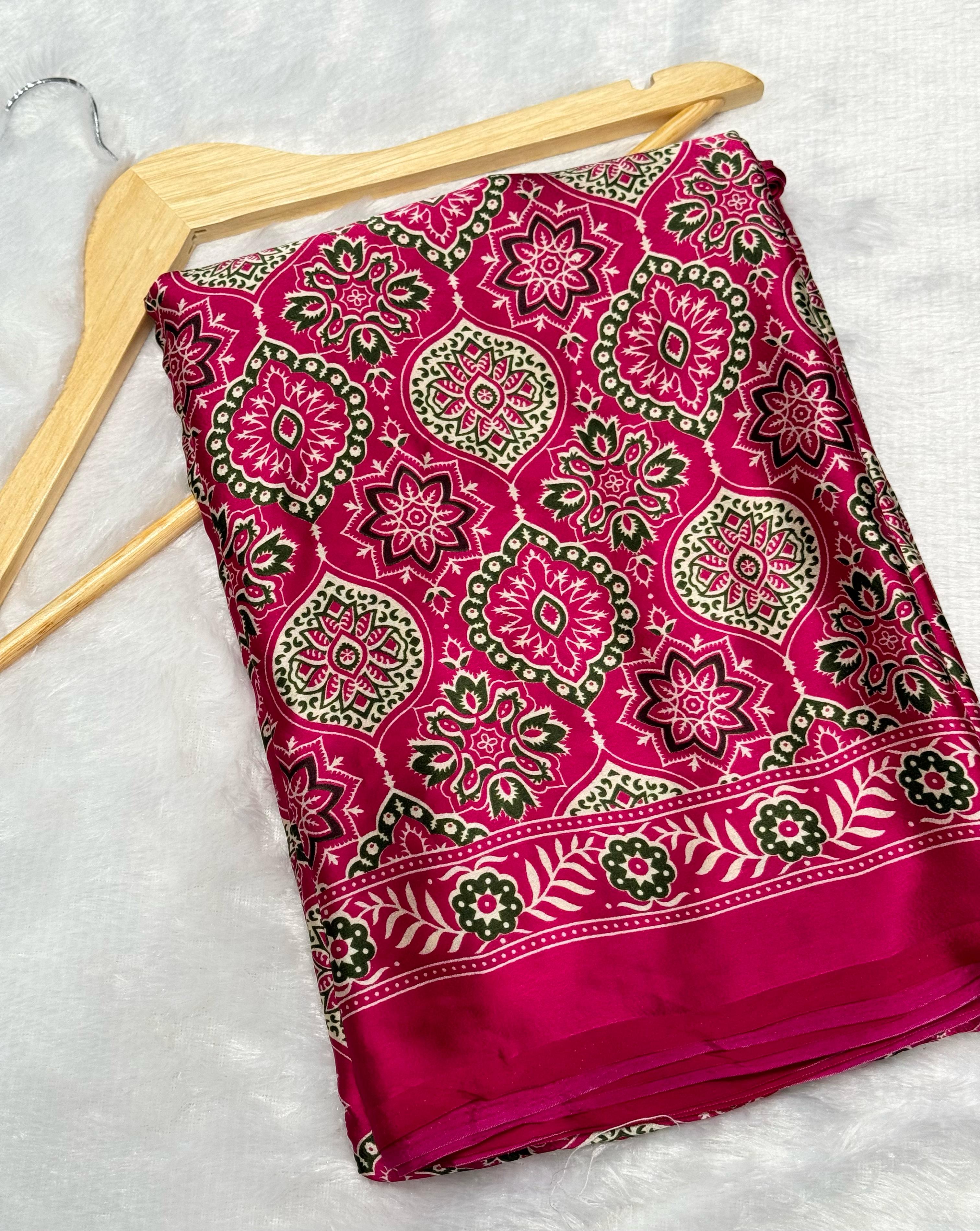 Akruti rani Modal Silk Ajrakh Natural Print Saree