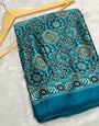 Akruti Rama Modal Silk Ajrakh Natural Print Saree
