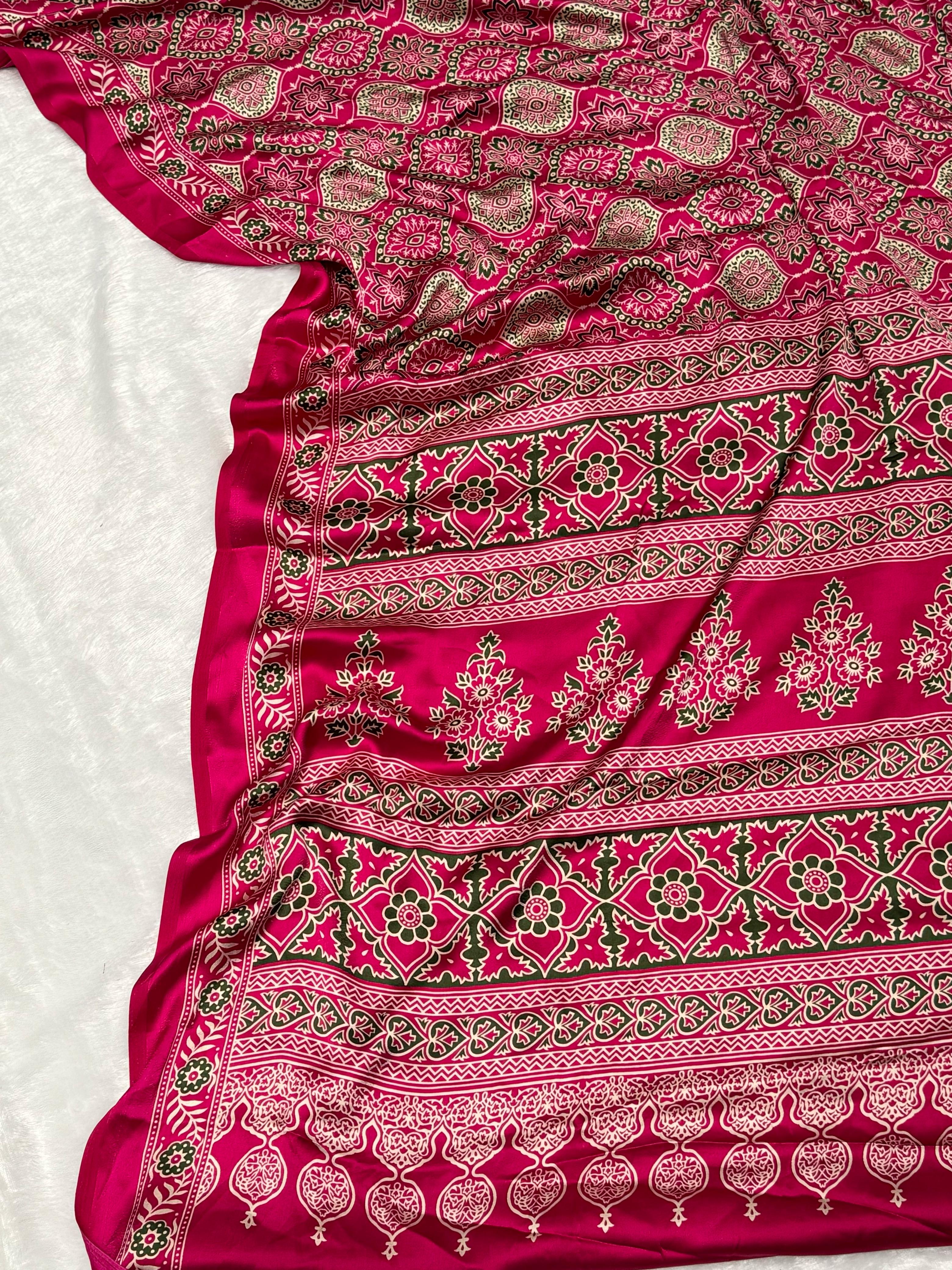 Akruti rani Modal Silk Ajrakh Natural Print Saree