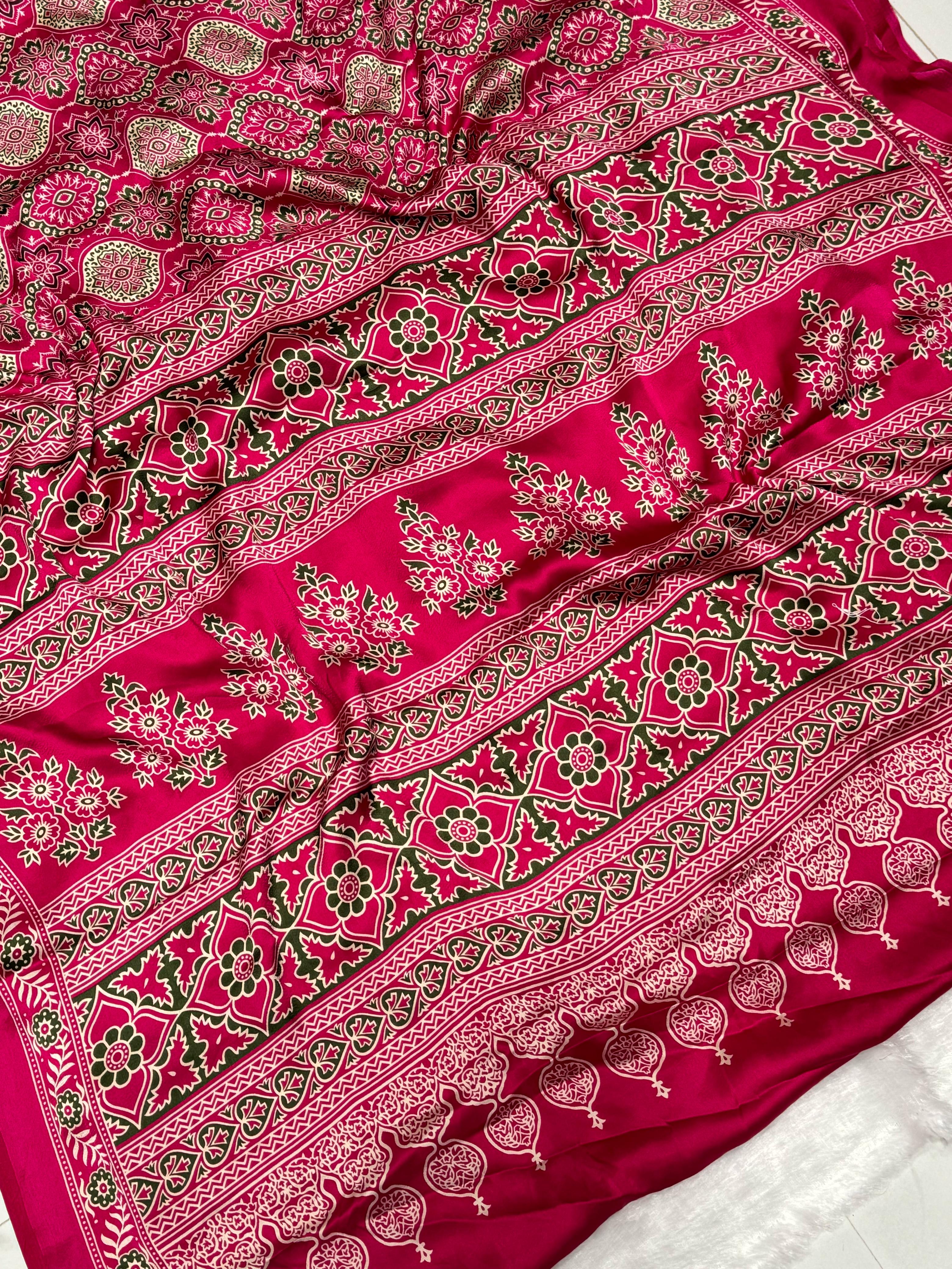 Akruti rani Modal Silk Ajrakh Natural Print Saree