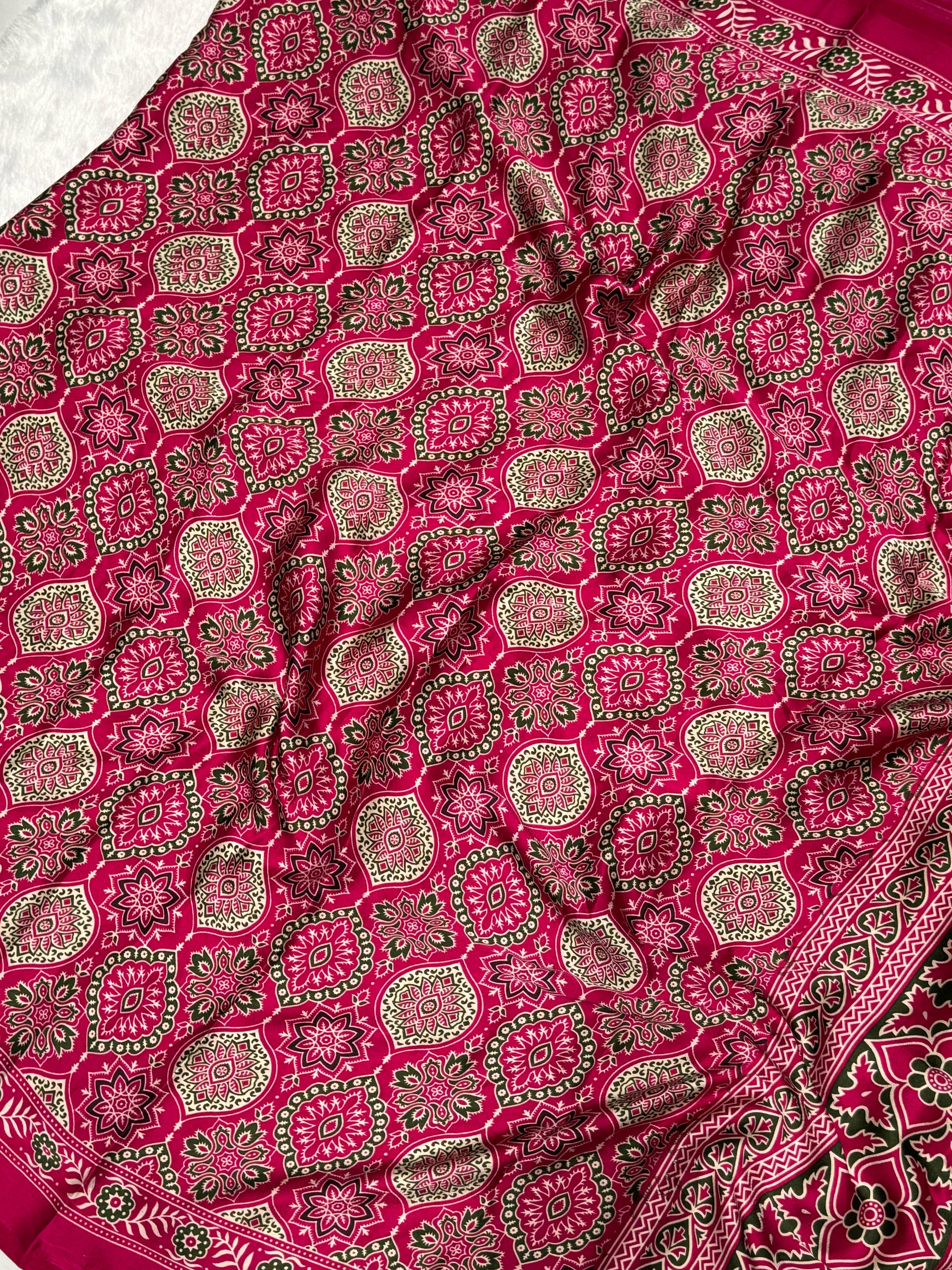 Akruti rani Modal Silk Ajrakh Natural Print Saree