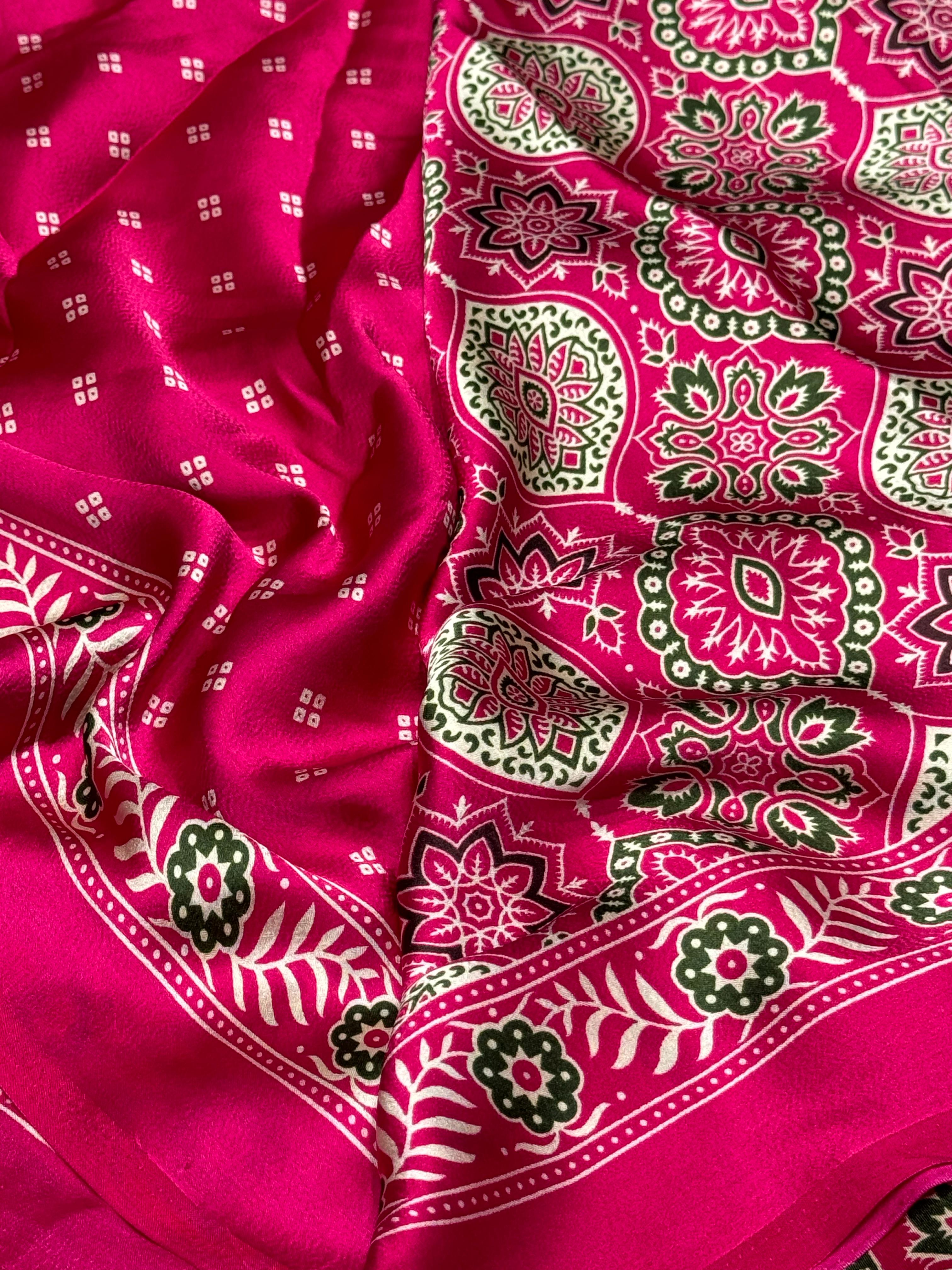 Akruti rani Modal Silk Ajrakh Natural Print Saree