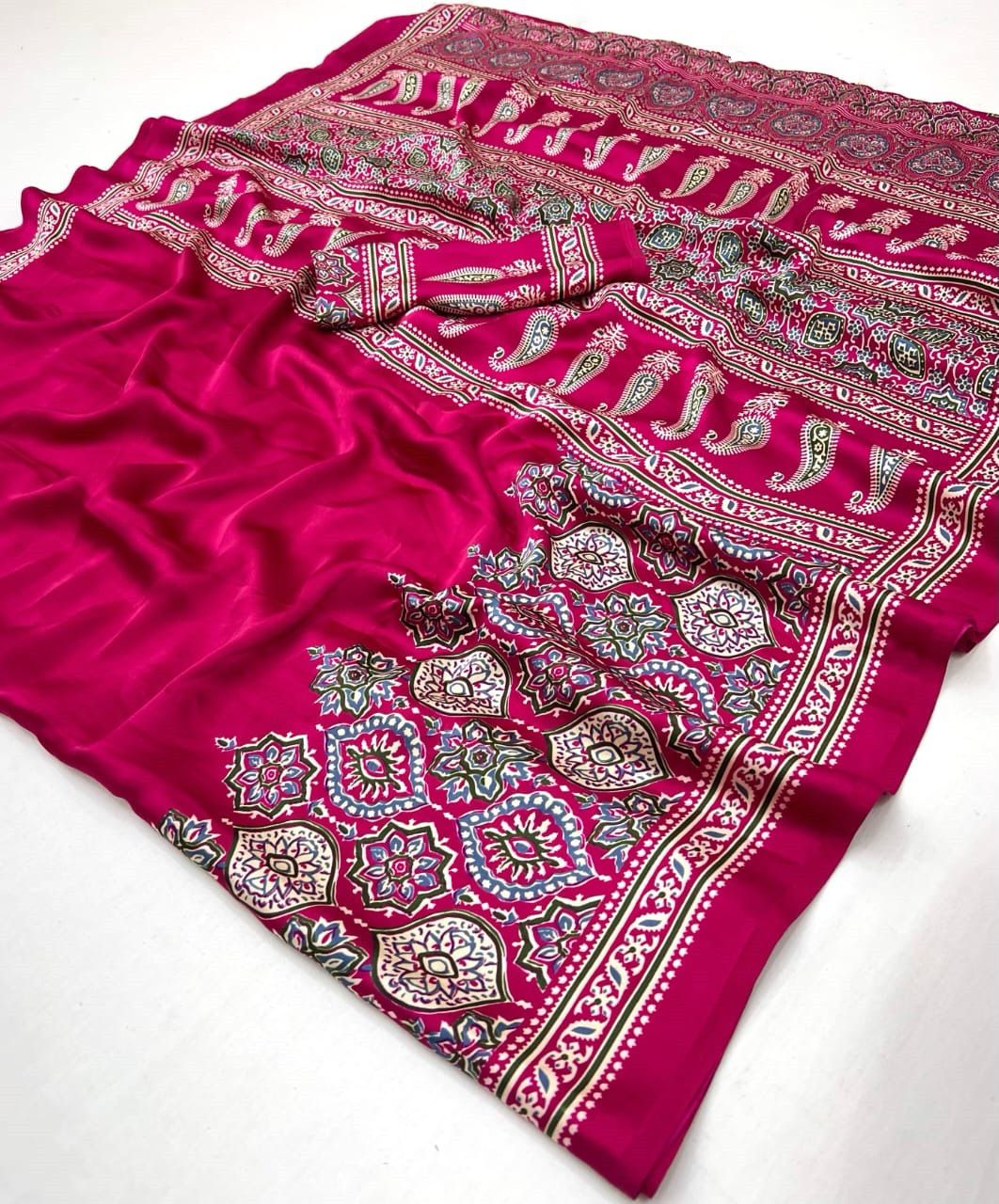 Saheli Rani Modal Silk Ajrakh Natural Print saree