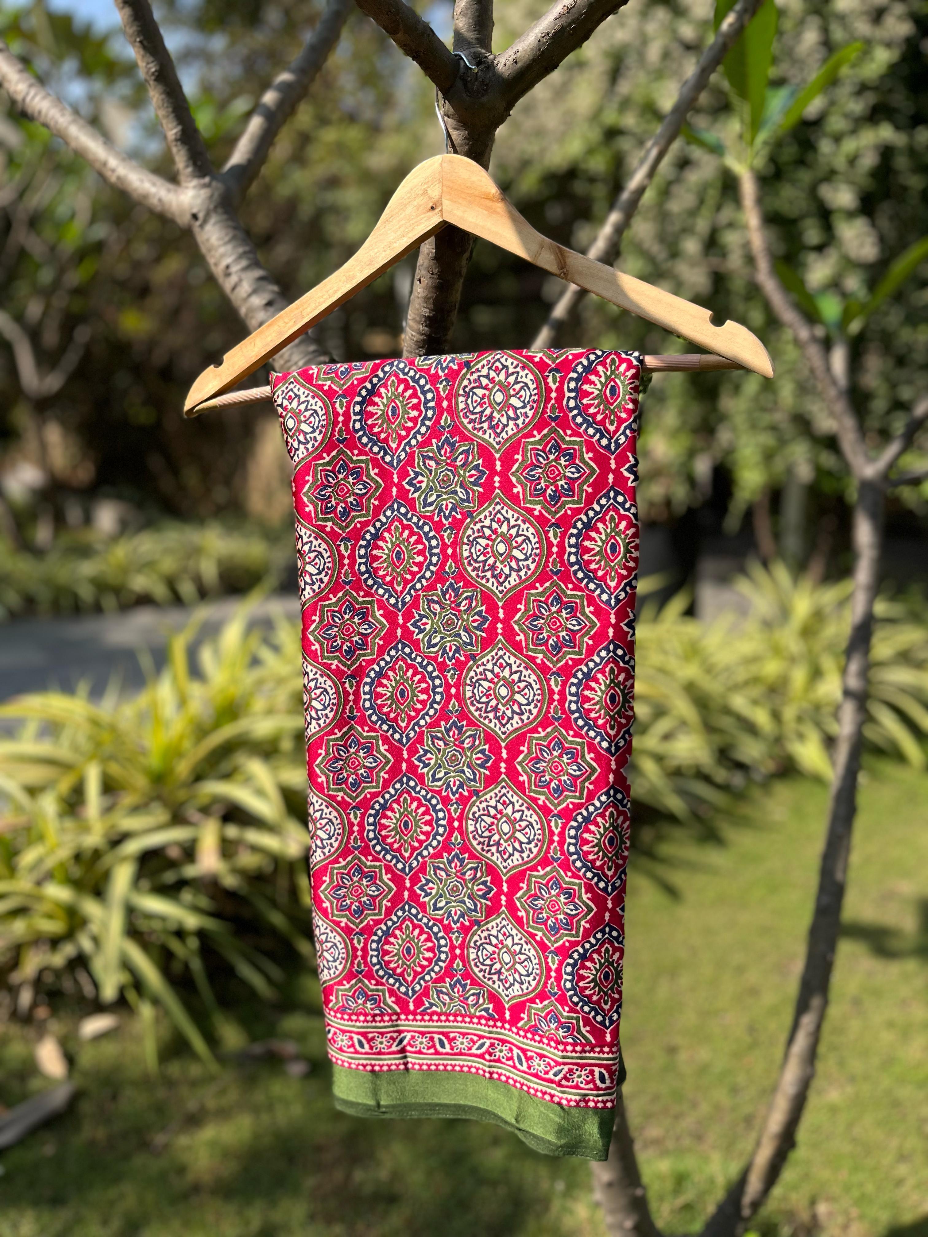 Varnika Rani Modal Silk Ajrakh Natural Print saree