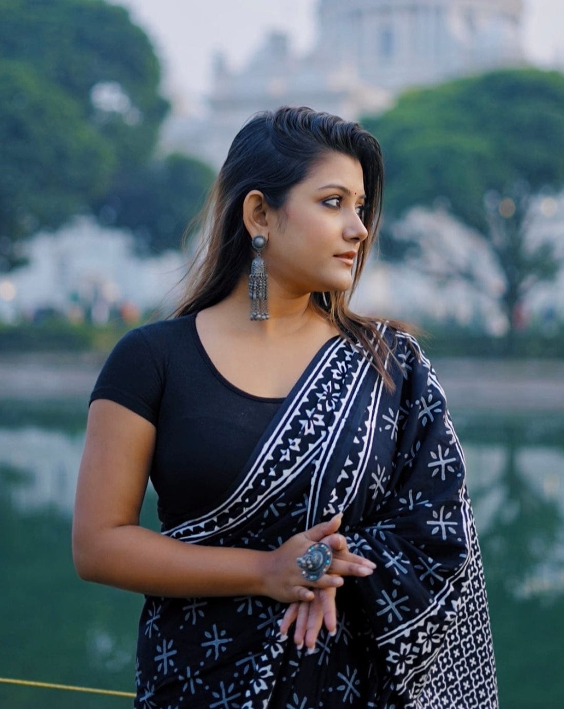 Petaline One Minute Ready To Wear Black Pure Soft Linen Silk Saree