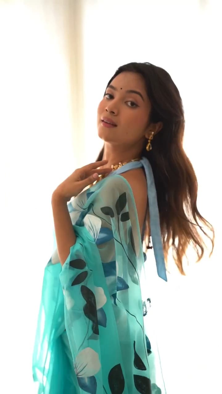 Rich One Minute Ready To Wear Sky Blue Organza Silk Saree