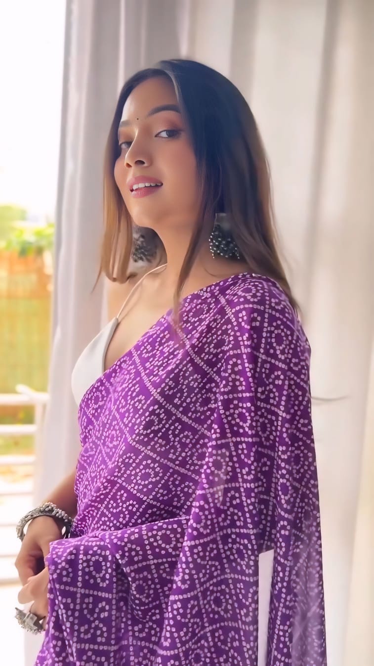 Precious One Minute Ready To Wear Purple Georgette Saree