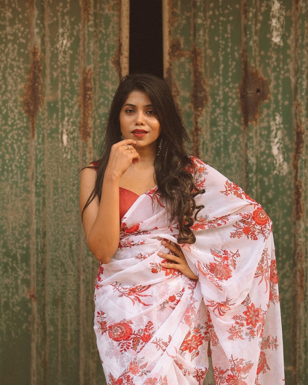 Radiancy One Minute Ready To Wear White Georgette Saree