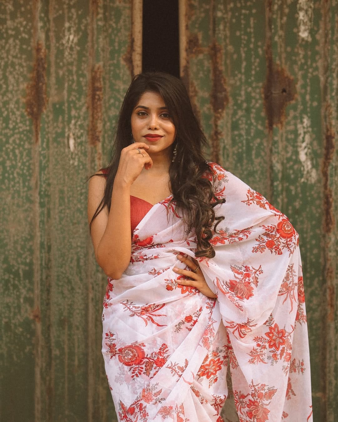 Radiancy One Minute Ready To Wear White Georgette Saree