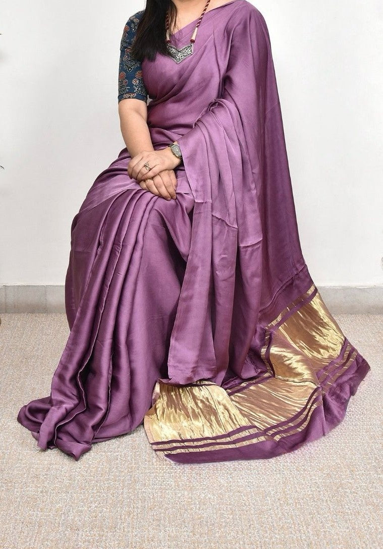 Charisma Plain Pure Modal Gajji Silk Saree With Zari Pallu Natural dyeing Saree