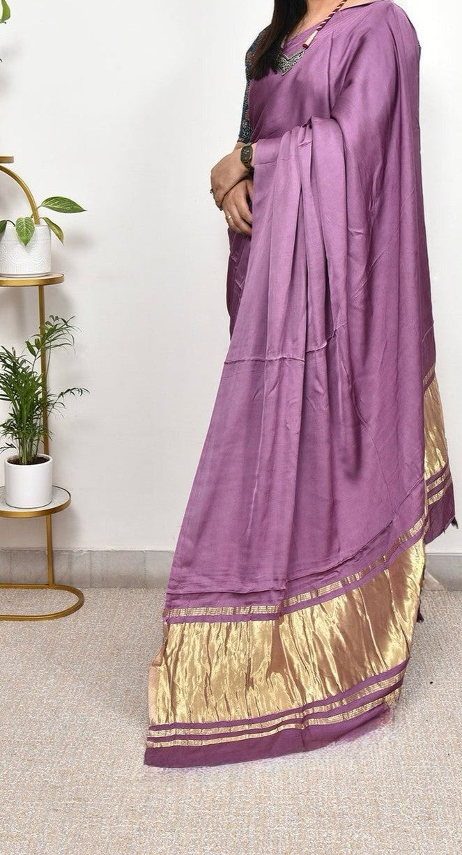 Charisma Plain Pure Modal Gajji Silk Saree With Zari Pallu Natural dyeing Saree