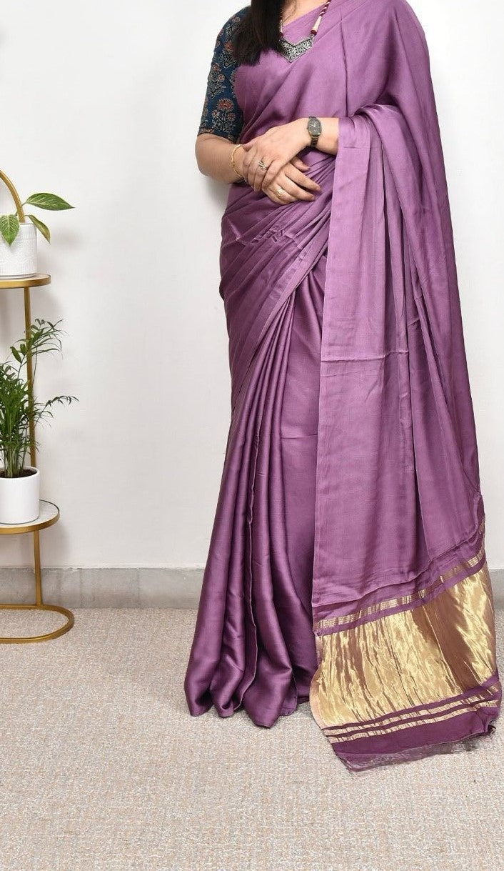 Charisma Plain Pure Modal Gajji Silk Saree With Zari Pallu Natural dyeing Saree