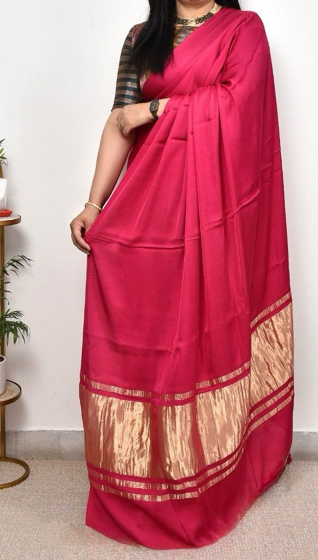 Gorgeous Plain Pure Modal Gajji Silk Saree With Zari Pallu Natural dyeing Saree