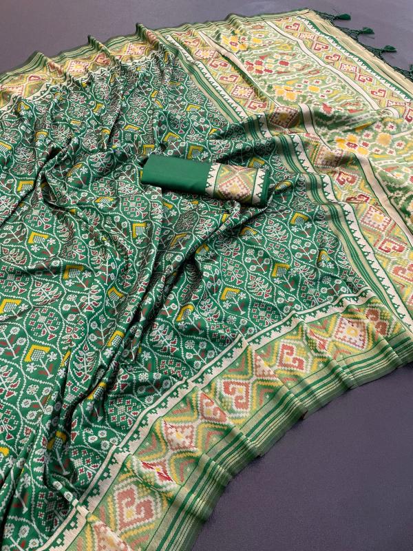 Richness Green Pure Look Soft Silk Patola Saree