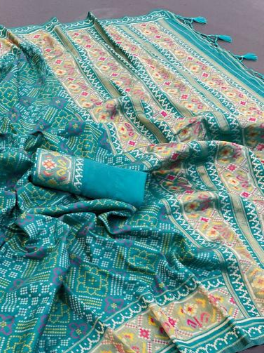 Rama Pure Look Soft Silk Bandhani Patola Saree