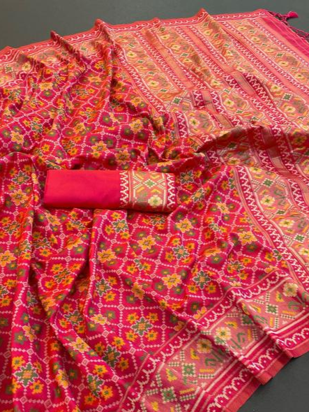 Comfort Pink Pure Look Soft Silk Patola Saree