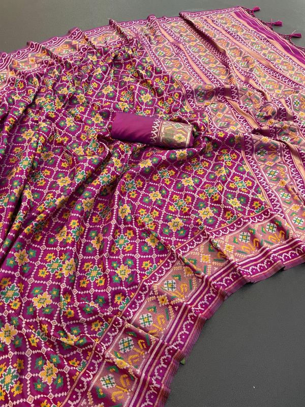 Richness Wine Pure Look Soft Silk Patola Saree