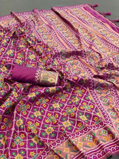 Richness Wine Pure Look Soft Silk Patola Saree