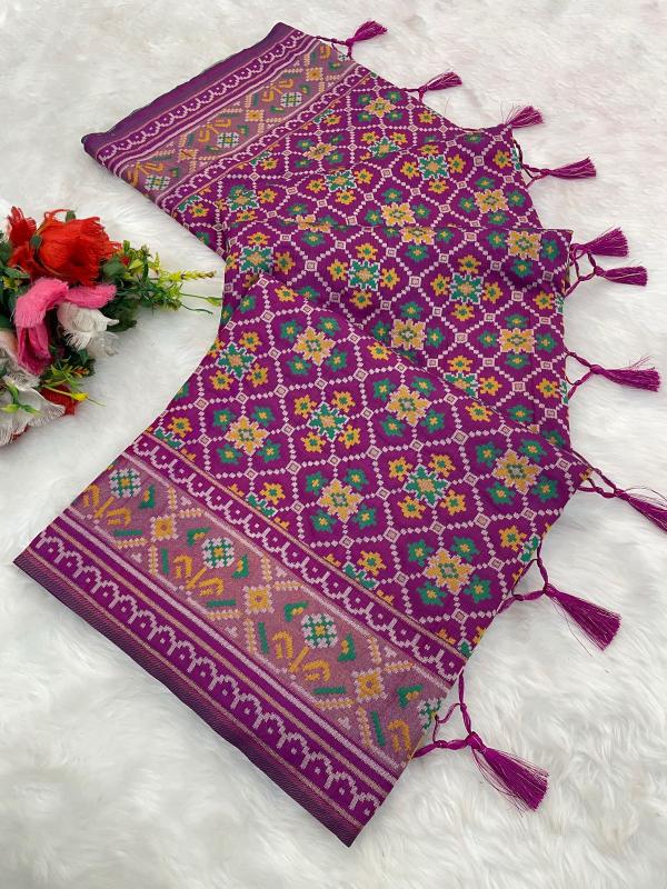 Richness Wine Pure Look Soft Silk Patola Saree