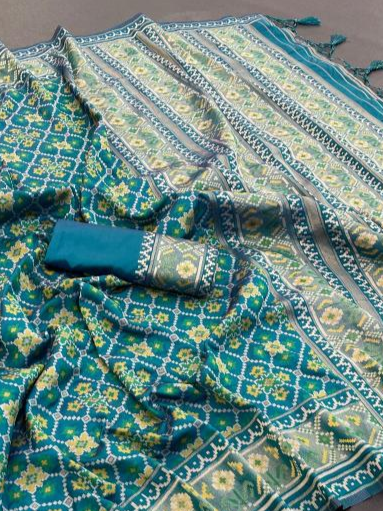 Profusion Indigo Pure Look Soft Silk Patola Saree