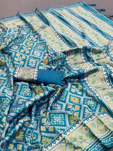 Vibrancy Rama Pure Look Soft Silk Patola Saree